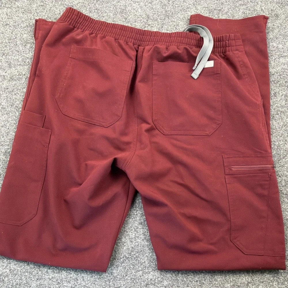 FIGS Scrub Pants Mens Medium Burgundy Drawstring Technical Collection Healthcare